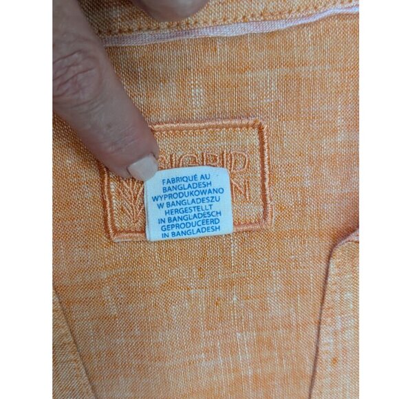 Sigrid Olsen 100% Linen Long Sleeve Women's Button Shirt Coral/Orange *Size M - Picture 7 of 10